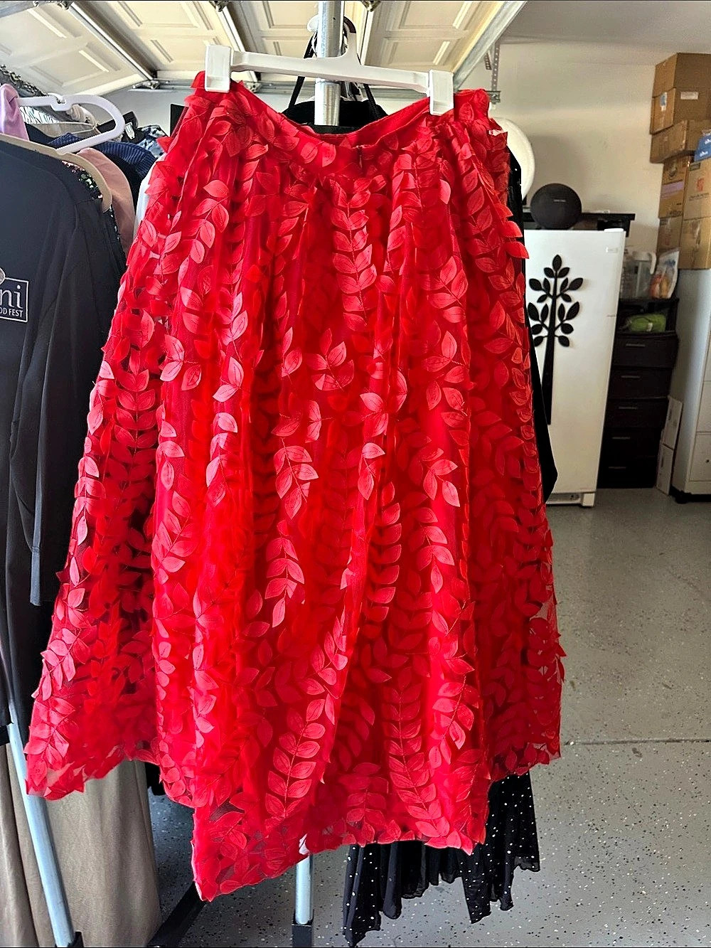 Anthropologie Floral Skirt in Red Size Large NWT
